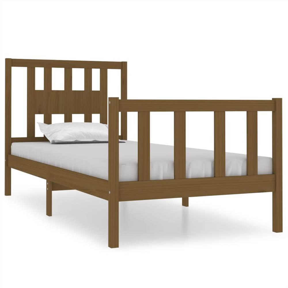 Bed Frame Honey Brown Solid Wood 75x190 cm 2FT6 Small Single