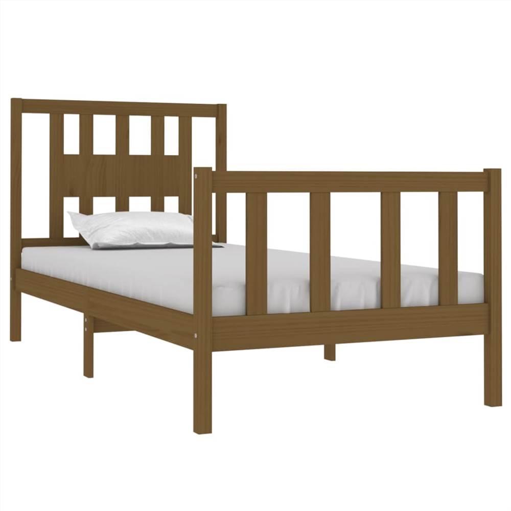 Bed Frame Honey Brown Solid Wood 75x190 cm 2FT6 Small Single