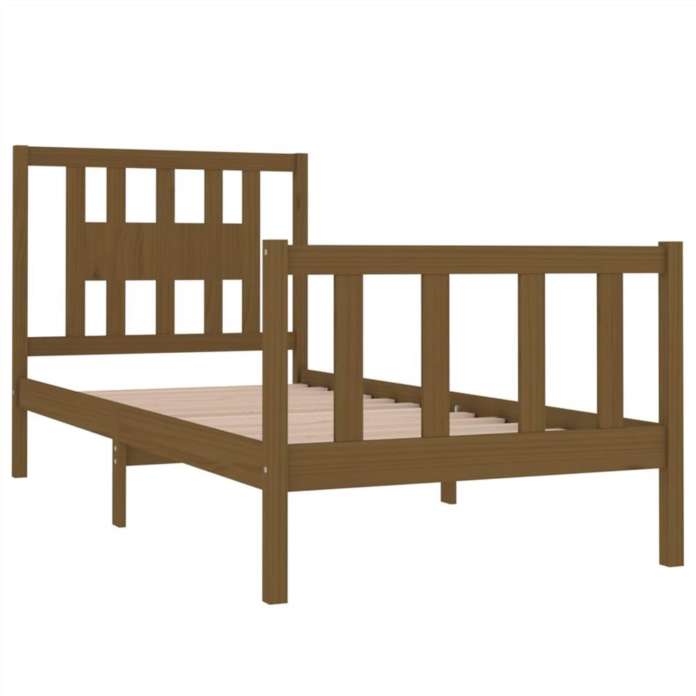 Bed Frame Honey Brown Solid Wood 75x190 cm 2FT6 Small Single