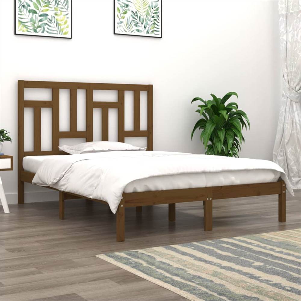 

Bed Frame Honey Brown Solid Wood Pine 135x190 cm 4FT6 Double
