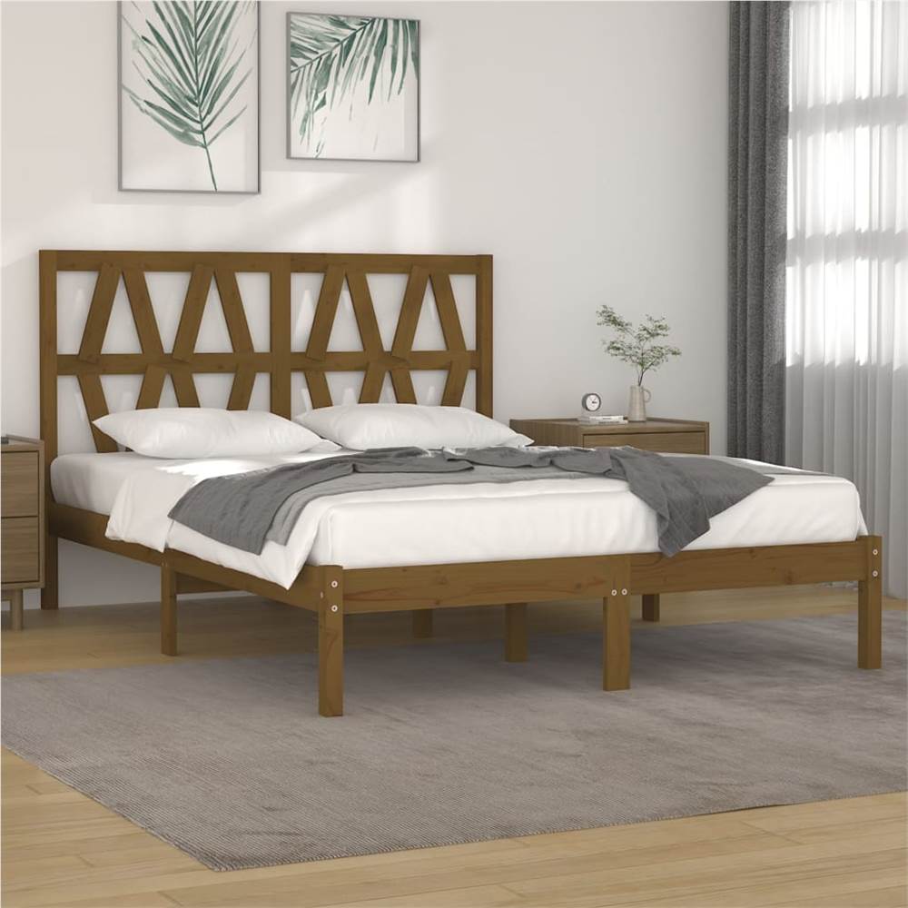 

Bed Frame Honey Brown Solid Wood Pine 150x200 cm 5FT King Size