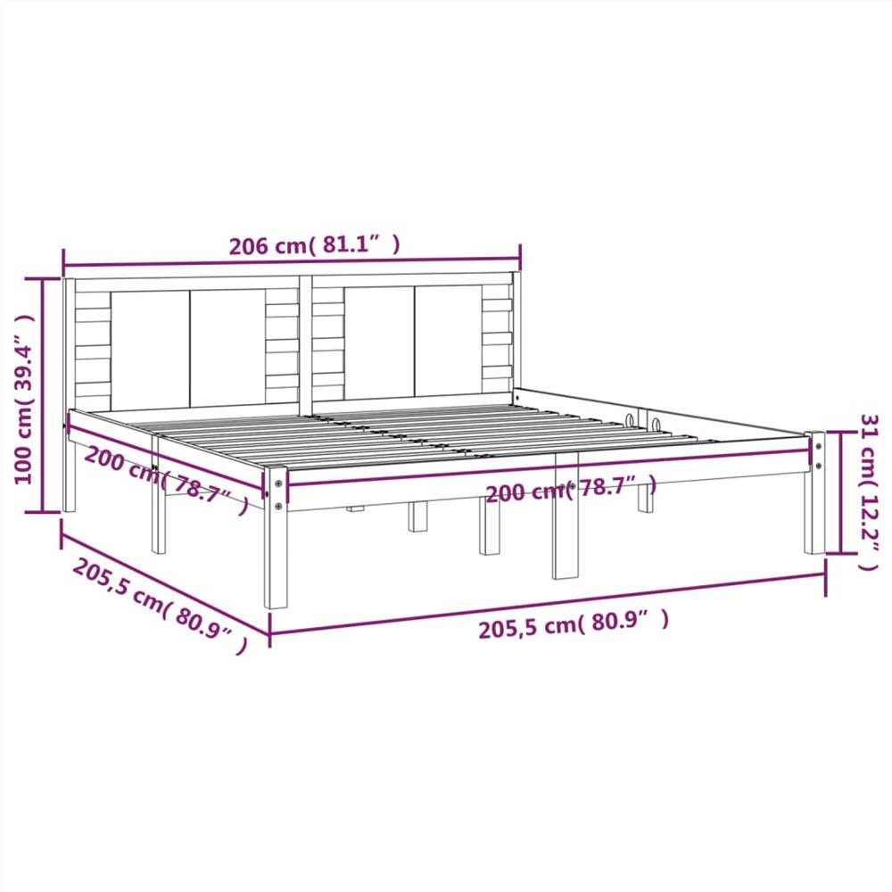 Bed Frame Honey Brown Solid Wood Pine 200x200 cm