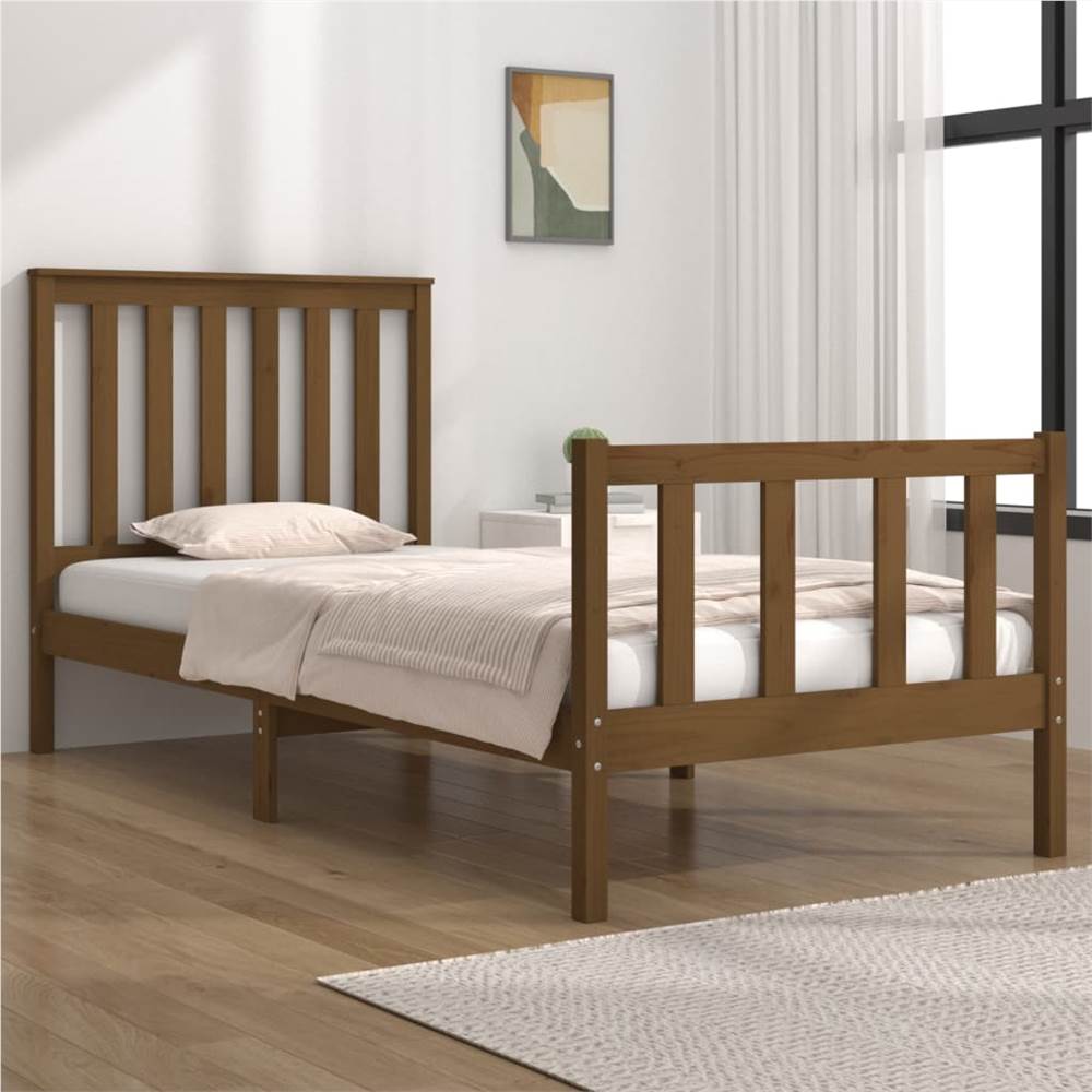 

Bed Frame Honey Brown Solid Wood Pine 90x190 cm 3FT Single