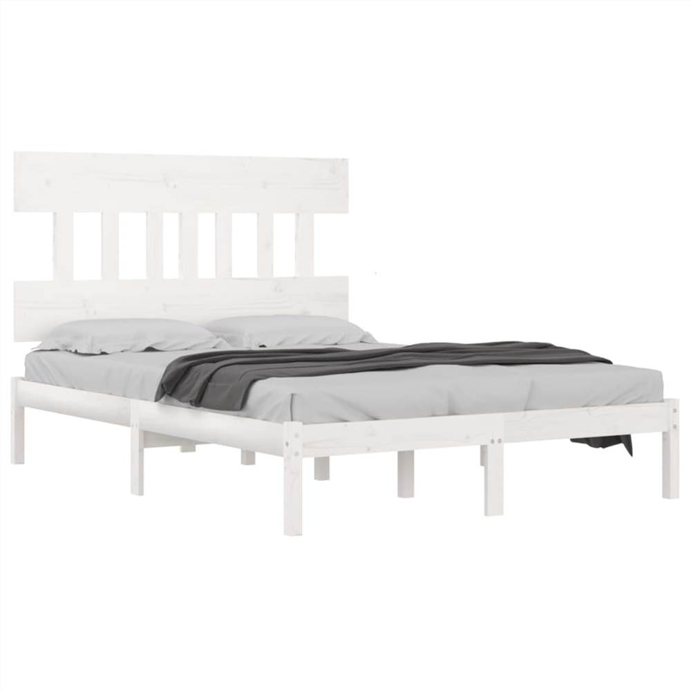 Bed Frame White Solid Wood 120x190 cm 4FT Small Double