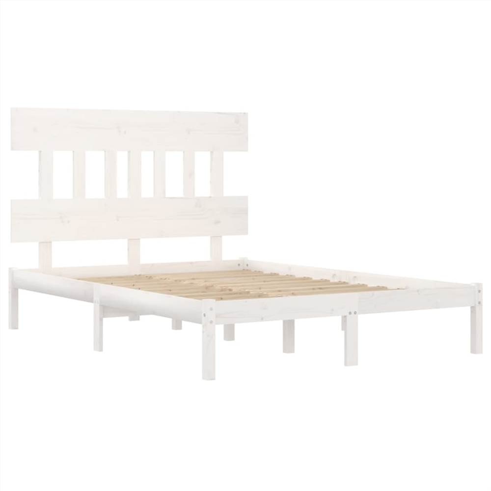 Bed Frame White Solid Wood 120x190 cm 4FT Small Double