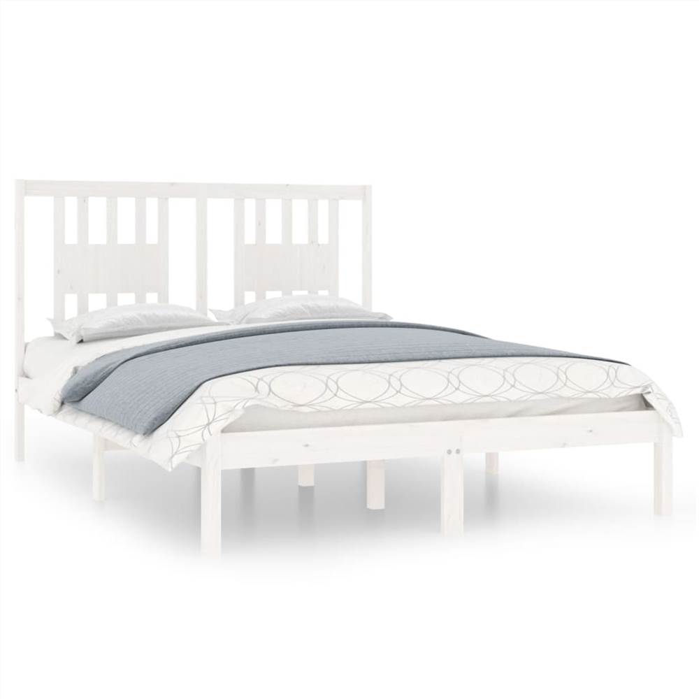 Bed Frame White Solid Wood 120x190 cm 4FT Small Double