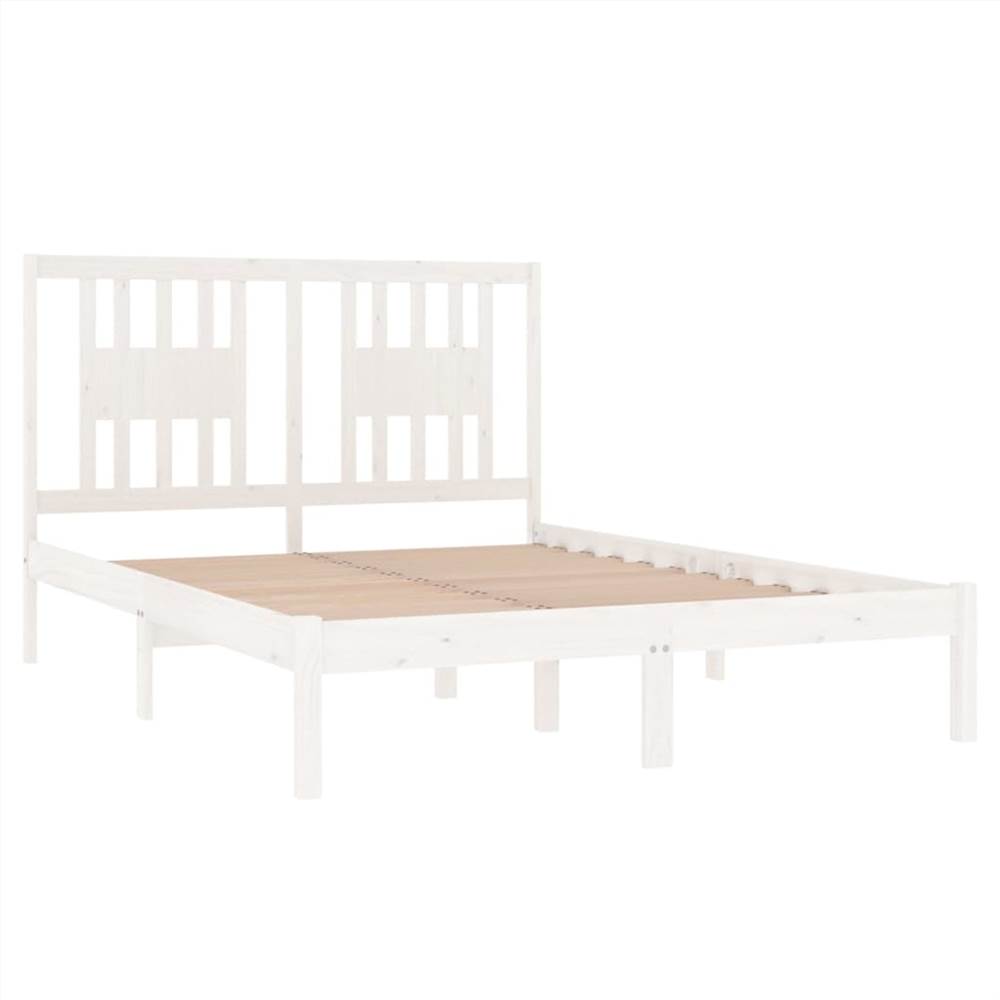 Bed Frame White Solid Wood 120x190 cm 4FT Small Double