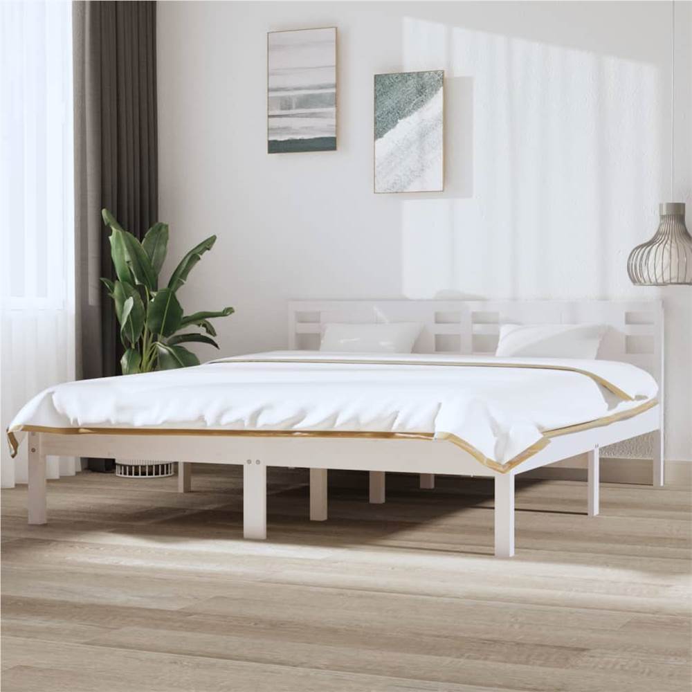 

Bed Frame White Solid Wood 180x200 cm 6FT Super King