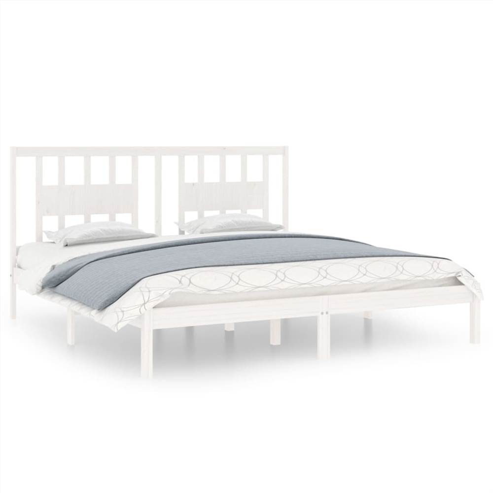 

Bed Frame White Solid Wood 180x200 cm 6FT Super King