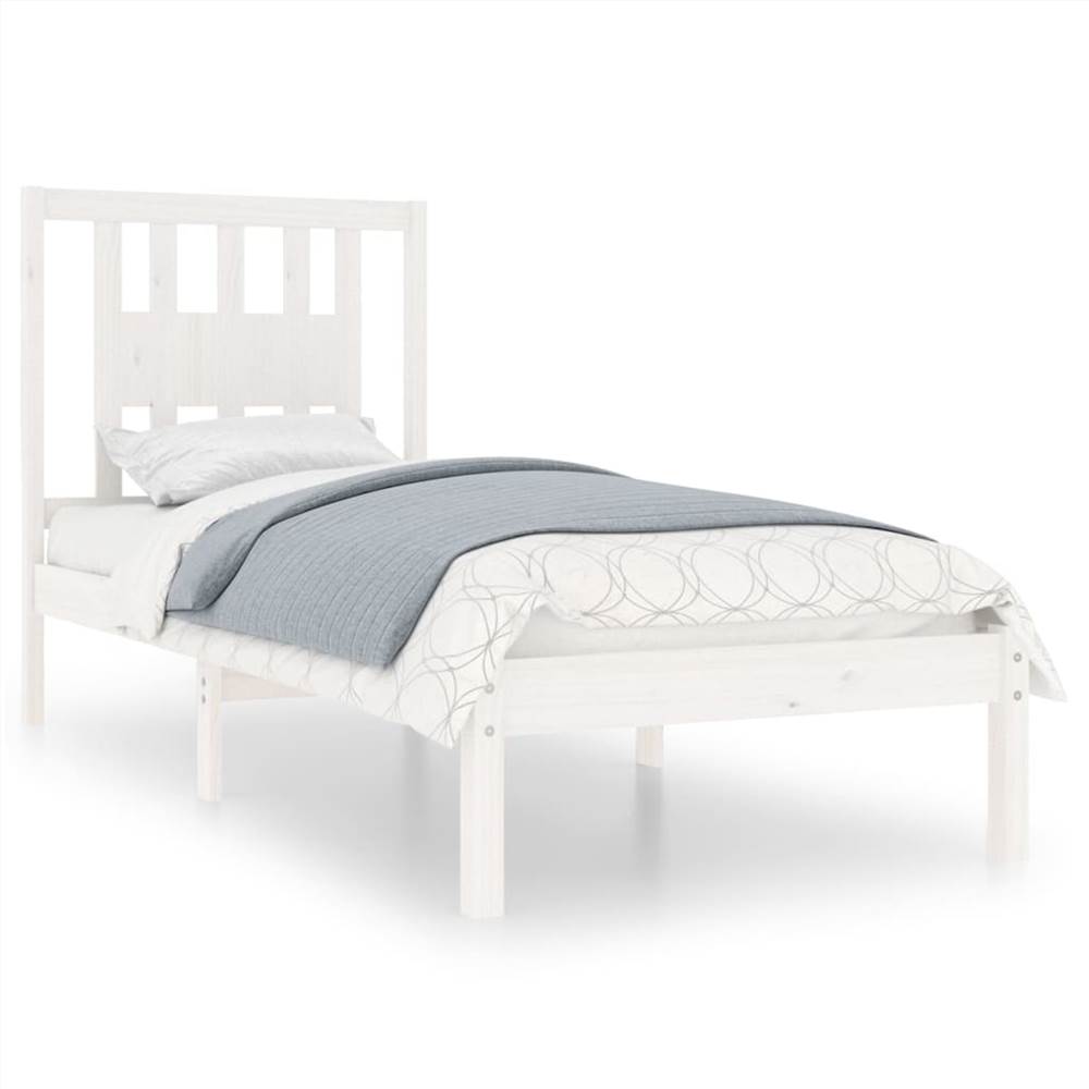 

Bed Frame White Solid Wood 75x190 cm 2FT6 Small Single