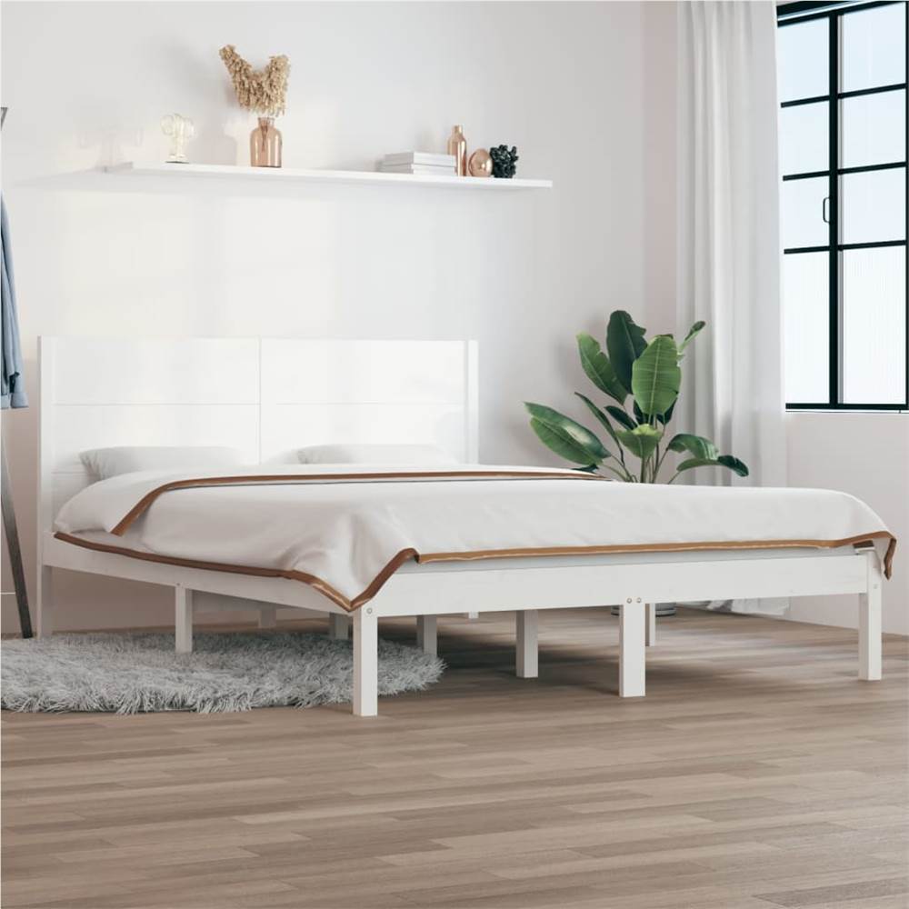 

Bed Frame White Solid Wood Pine 140x190 cm