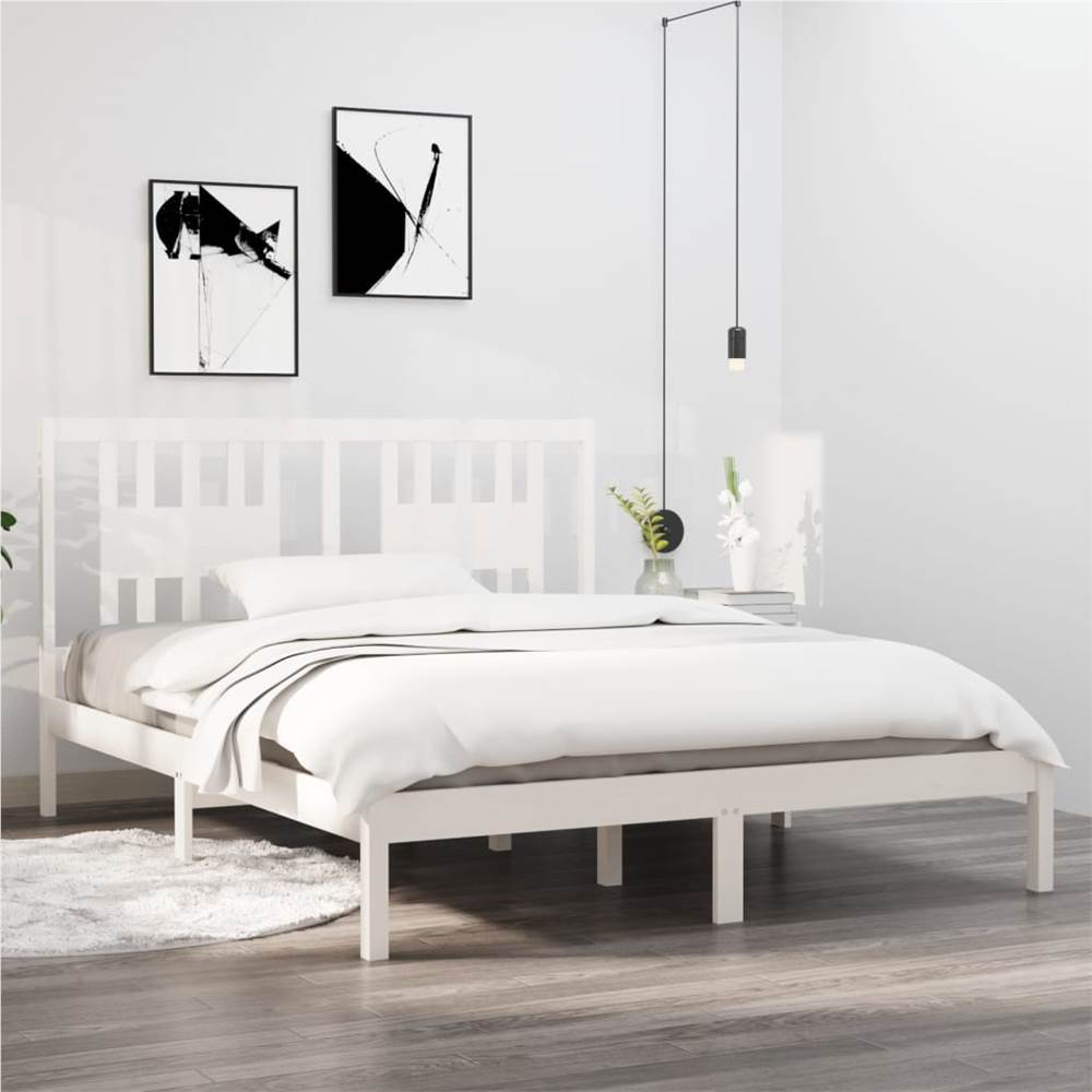 

Bed Frame White Solid Wood Pine 160x200 cm