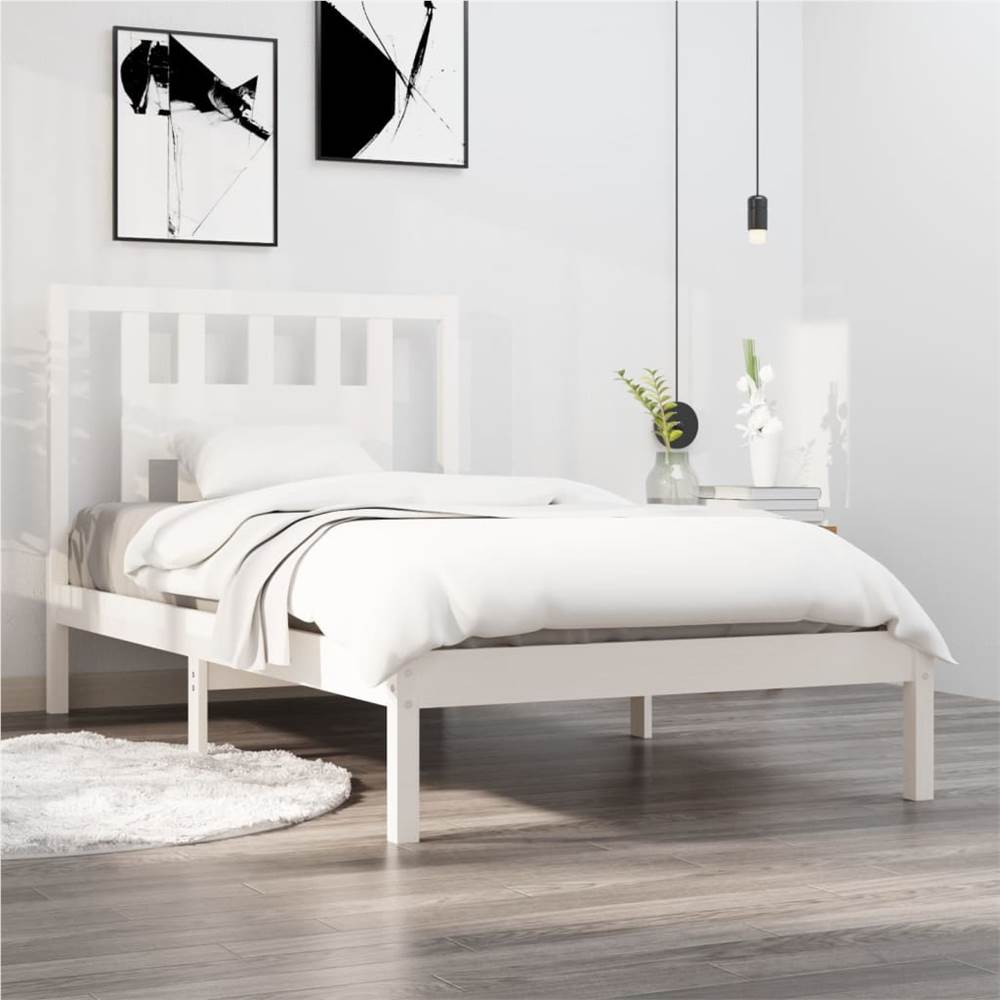 

Bed Frame White Solid Wood Pine 90x200 cm