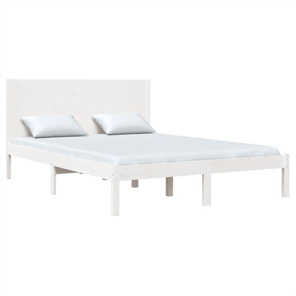 Bed Frame White Solid Wood Pine 90x200 cm
