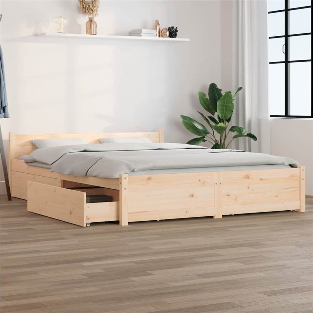 Bed Frame with Drawers 140x190 cm