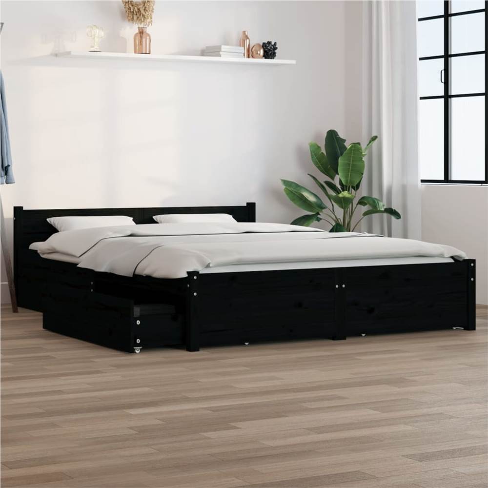 

Bed Frame with Drawers Black 135x190 cm 4FT6 Double