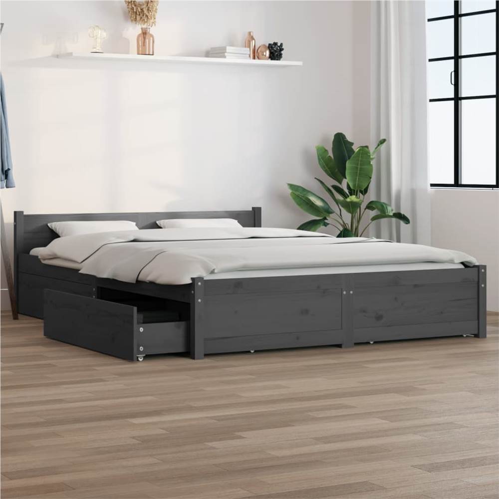 

Bed Frame with Drawers Grey 140x200 cm