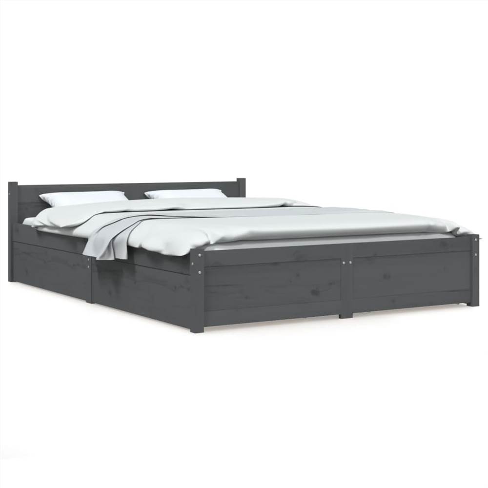 Bed Frame with Drawers Grey 140x200 cm