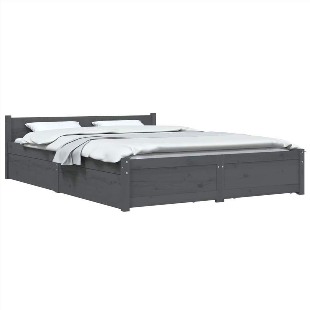 Bed Frame with Drawers Grey 140x200 cm