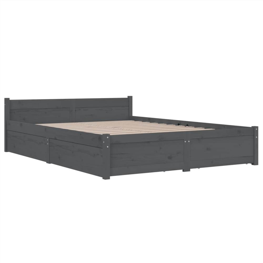 Bed Frame with Drawers Grey 140x200 cm