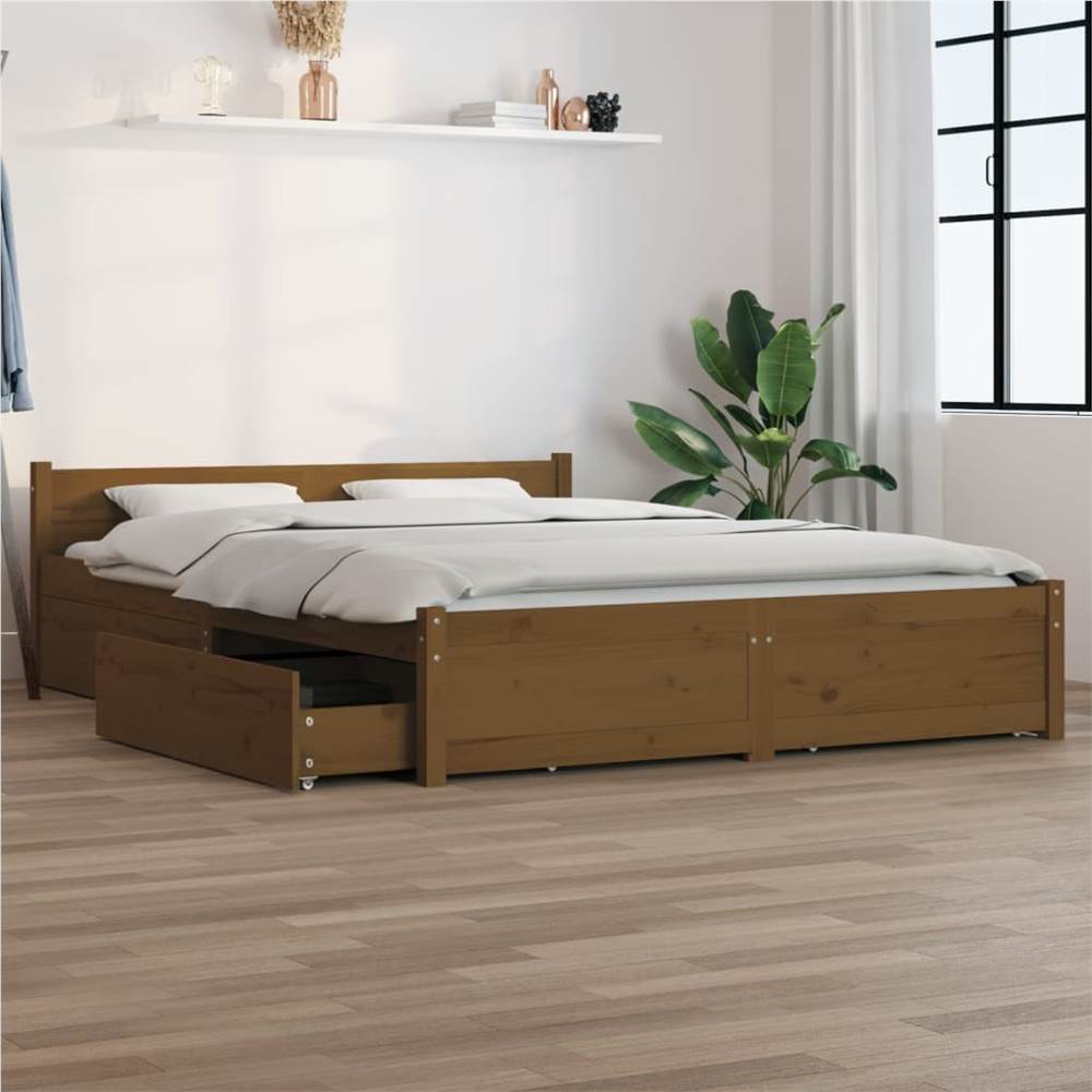 

Bed Frame with Drawers Honey Brown 160x200 cm