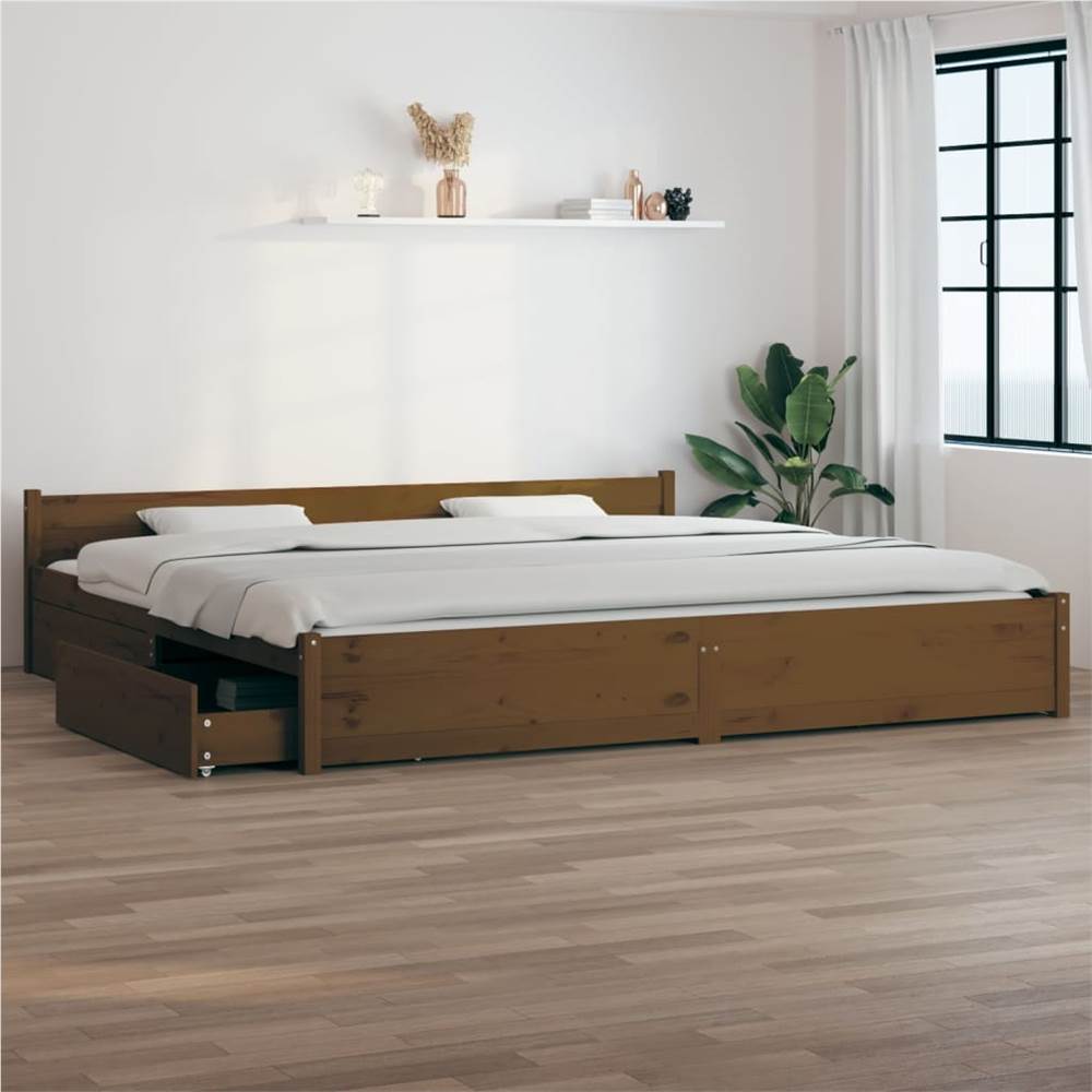 Bed Frame with Drawers Honey Brown 180x200 cm 6FT Super King