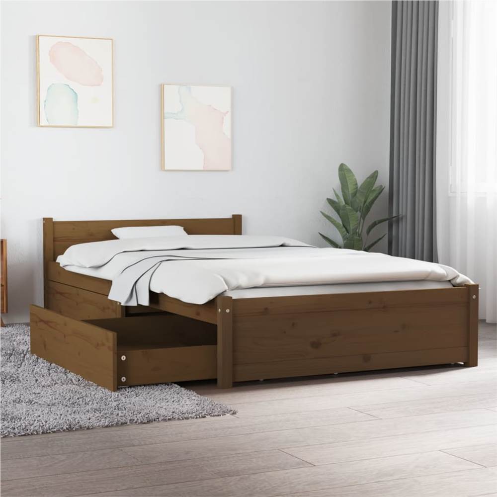 Bed Frame with Drawers Honey Brown 90x200 cm