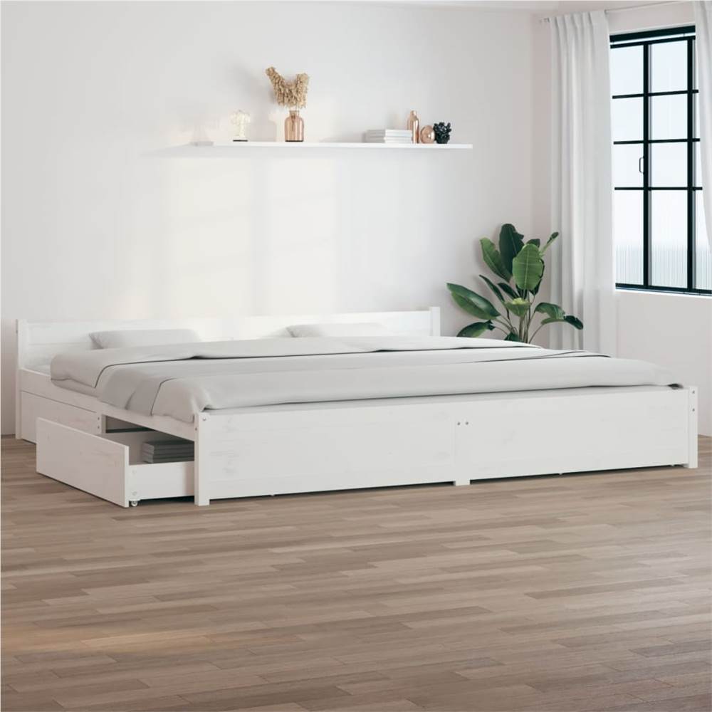 

Bed Frame with Drawers White 180x200 cm 6FT Super King