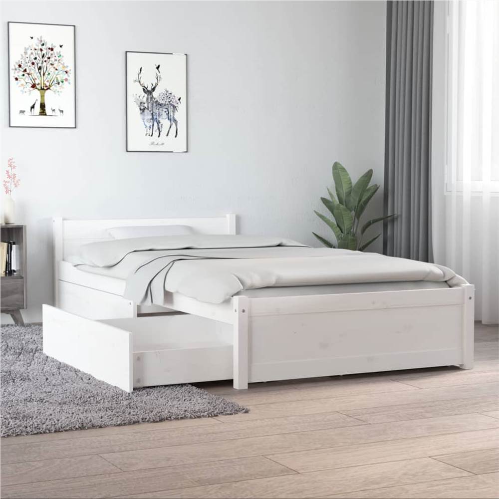 Bed Frame with Drawers White 90x190 cm 3FT Single