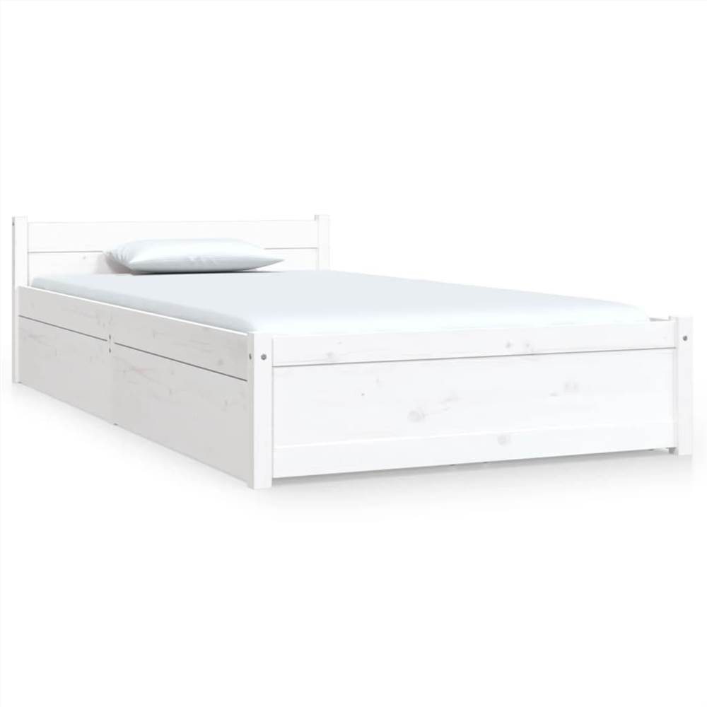 Bed Frame with Drawers White 90x200 cm
