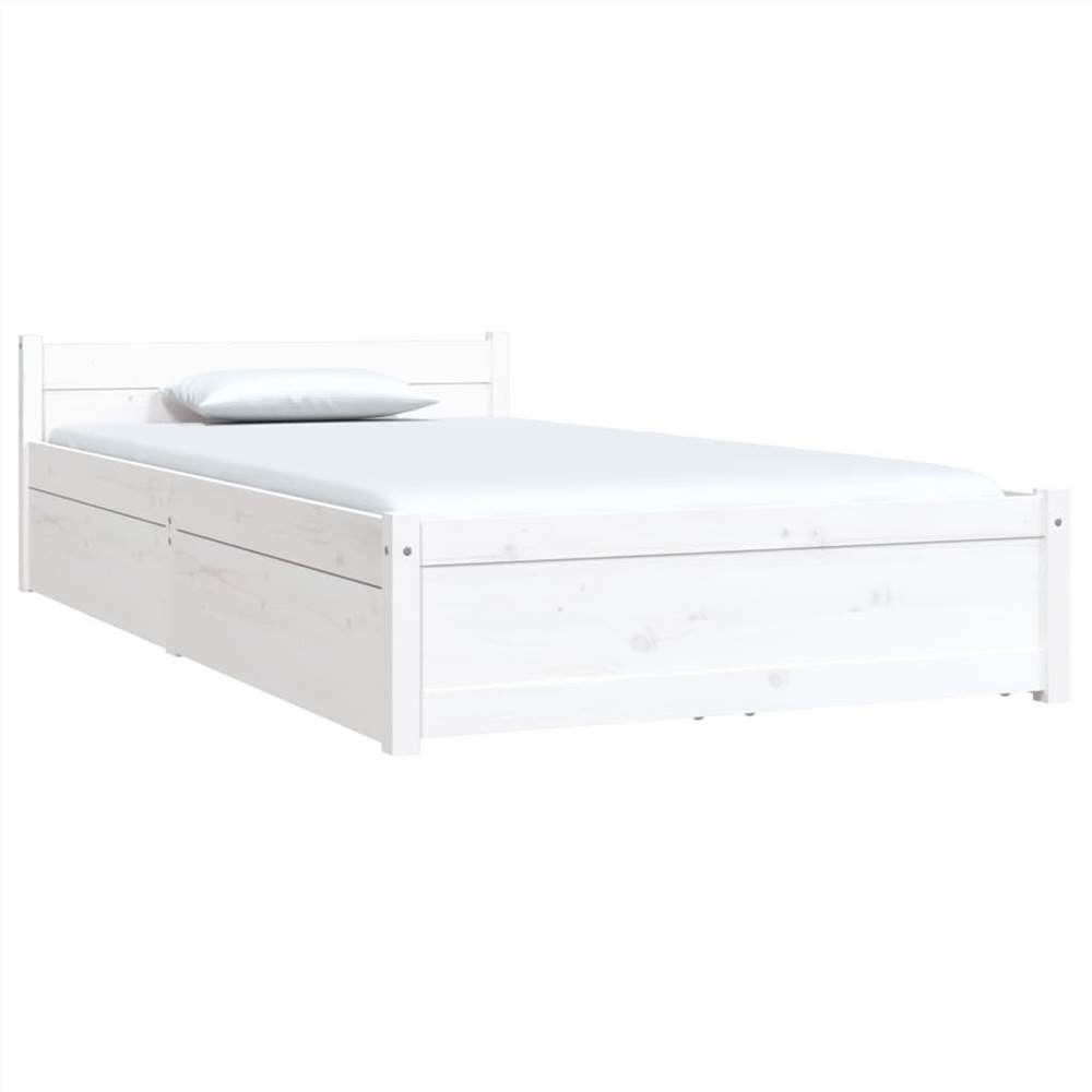 Bed Frame with Drawers White 90x200 cm