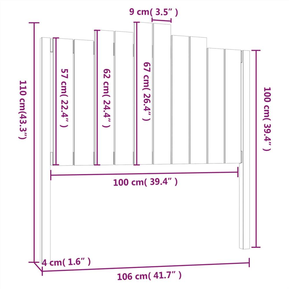 Bed Headboard 106x4x110 cm Solid Wood Pine