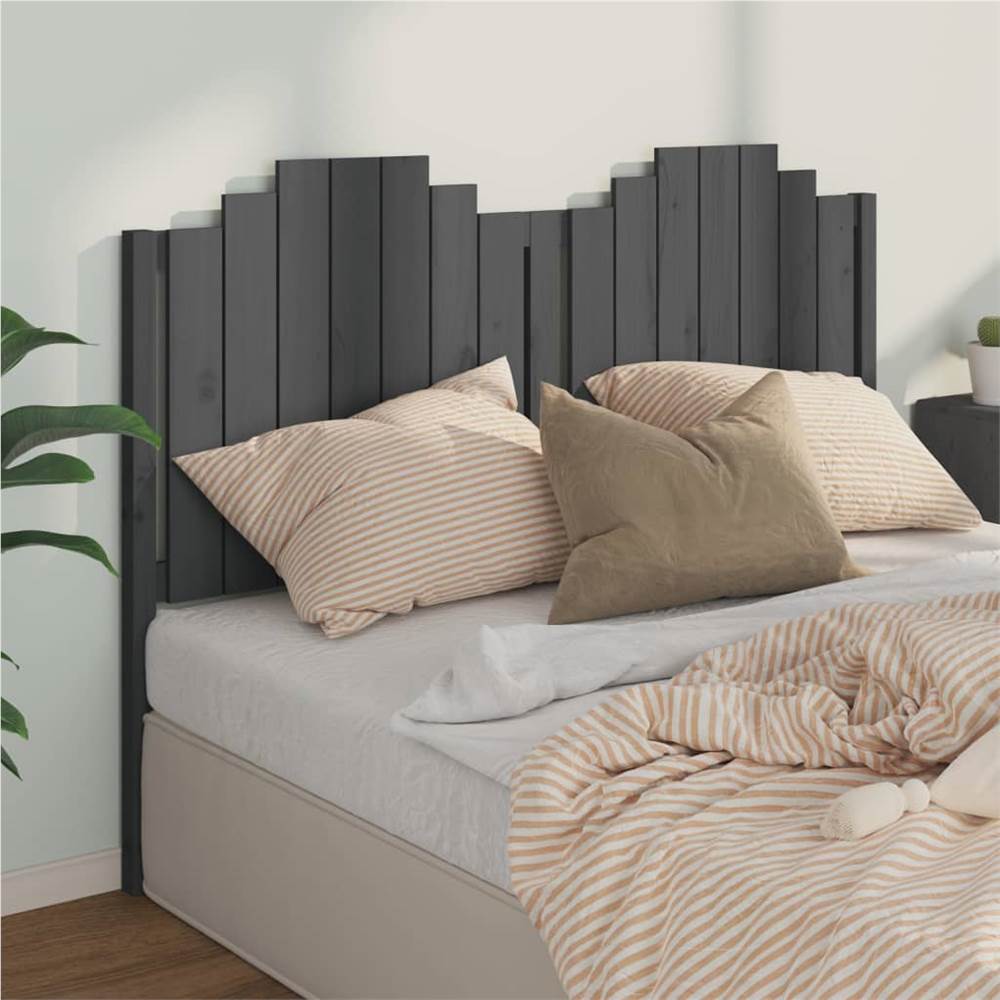 Bed Headboard Grey 156x4x110 cm Solid Wood Pine