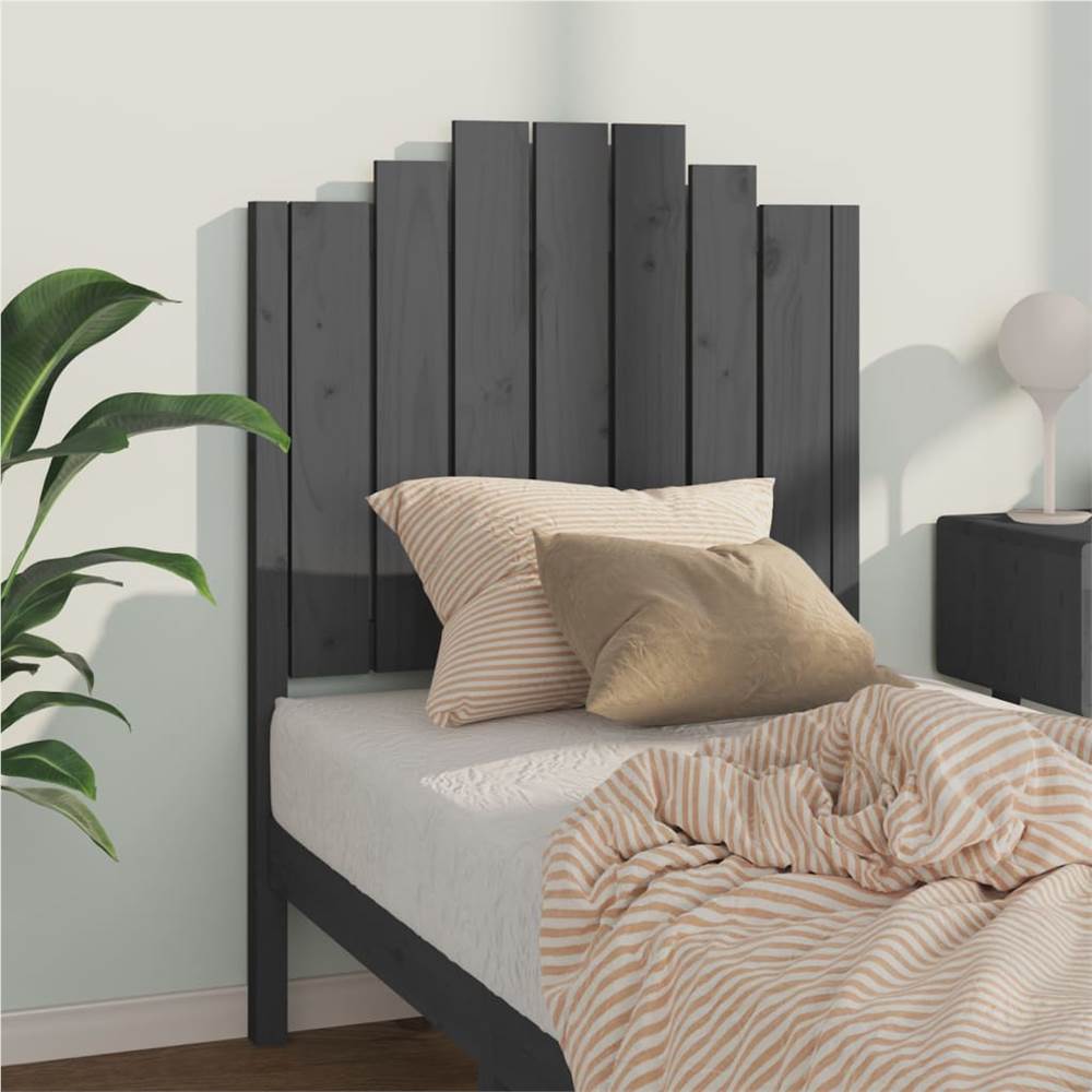 Bed Headboard Grey 81x4x110 cm Solid Wood Pine