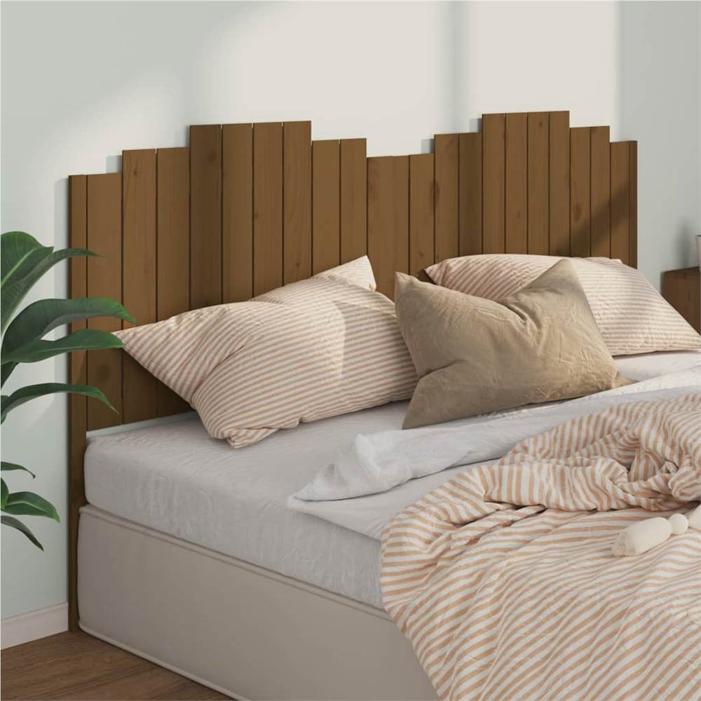 Bed Headboard Honey Brown 206x4x110 cm Solid Wood Pine