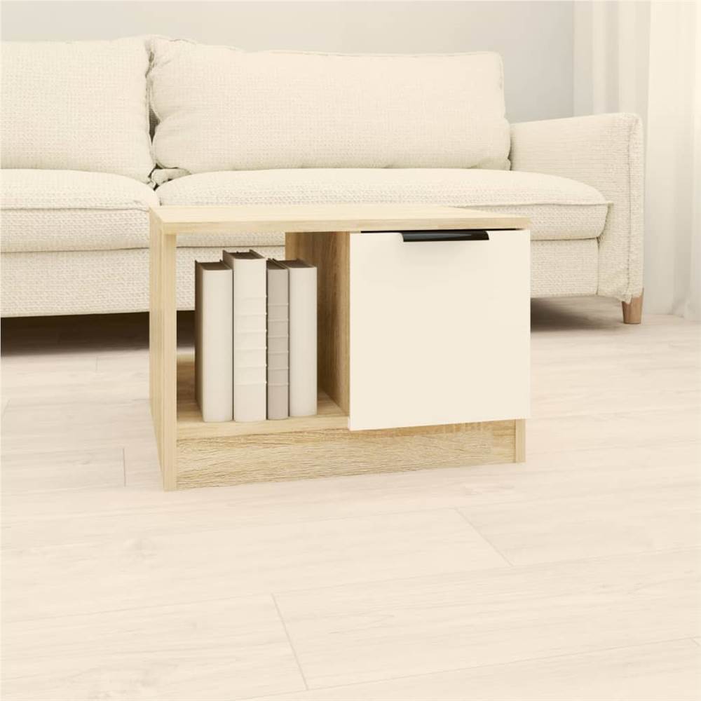 

Coffee Table White and Sonoma Oak 50x50x36 cm Engineered Wood