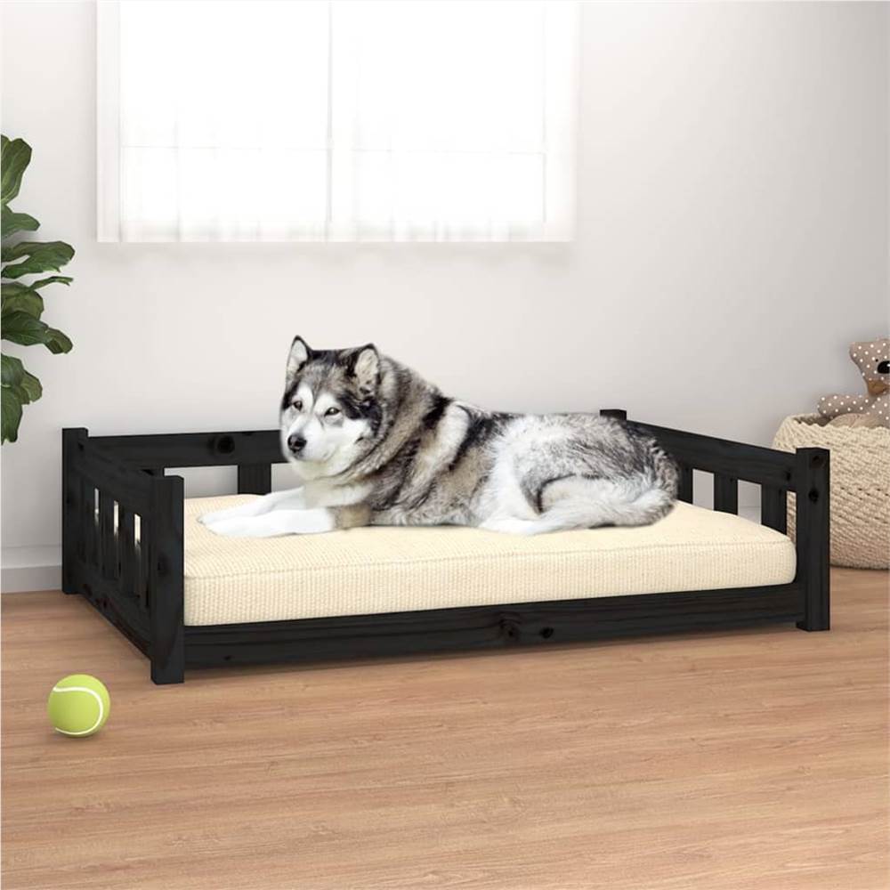 

Dog Bed Black 105.5x75.5x28 cm Solid Wood Pine