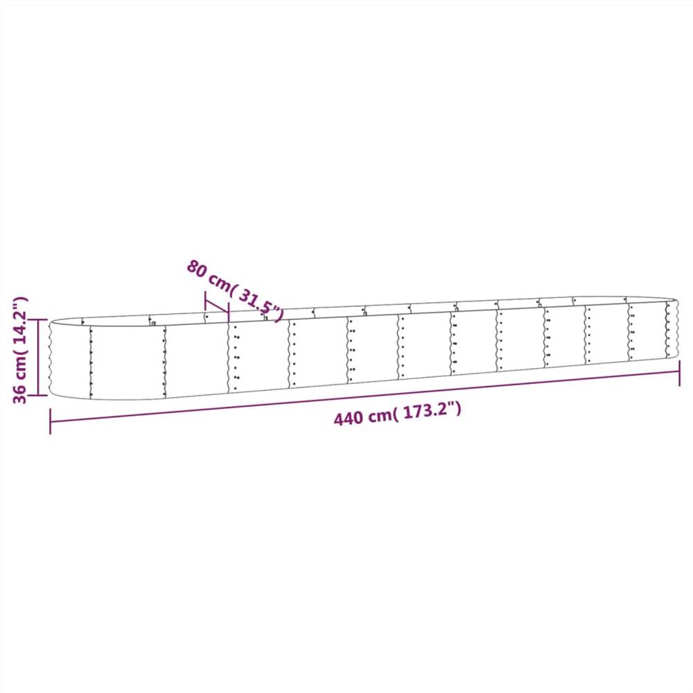 Garden Planter Powder-coated Steel 440x80x36 cm Grey