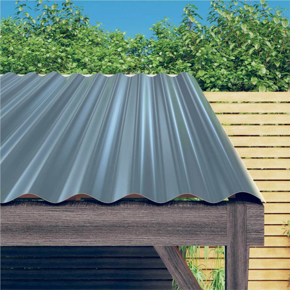 

Roof Panels 12 pcs Powder-coated Steel Grey 60x36 cm