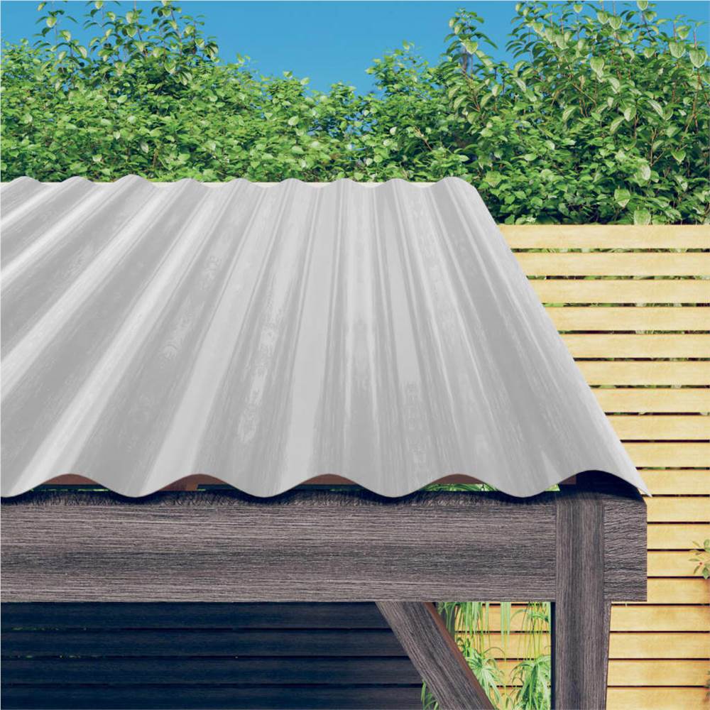 Roof Panels 12 pcs Powder-coated Steel Silver 80x36 cm