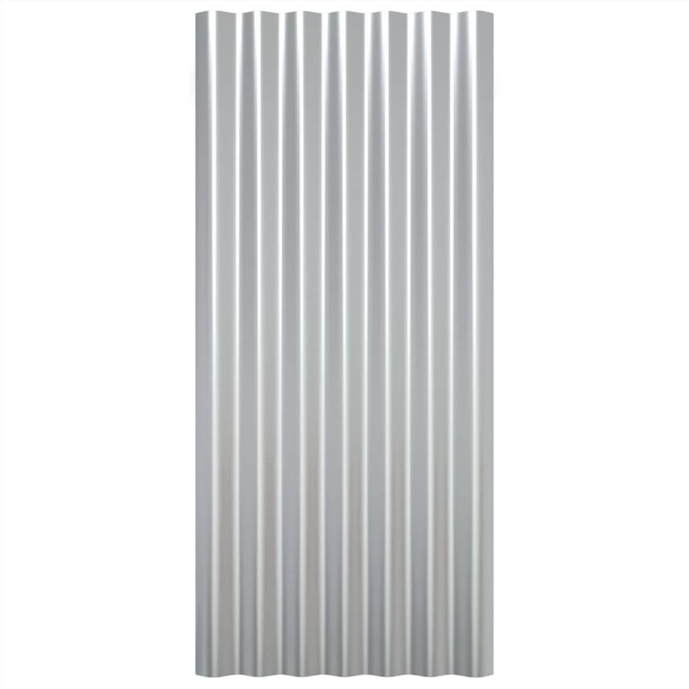 Roof Panels 12 Pcs Powder-coated Steel Silver 80x36 Cm 11 Roof Panels 12 pcs Powder-coated Steel Silver 80x36 cm