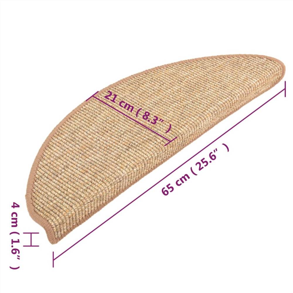 Self-adhesive Stair Mats 15 pcs Light Brown 65x25 cm