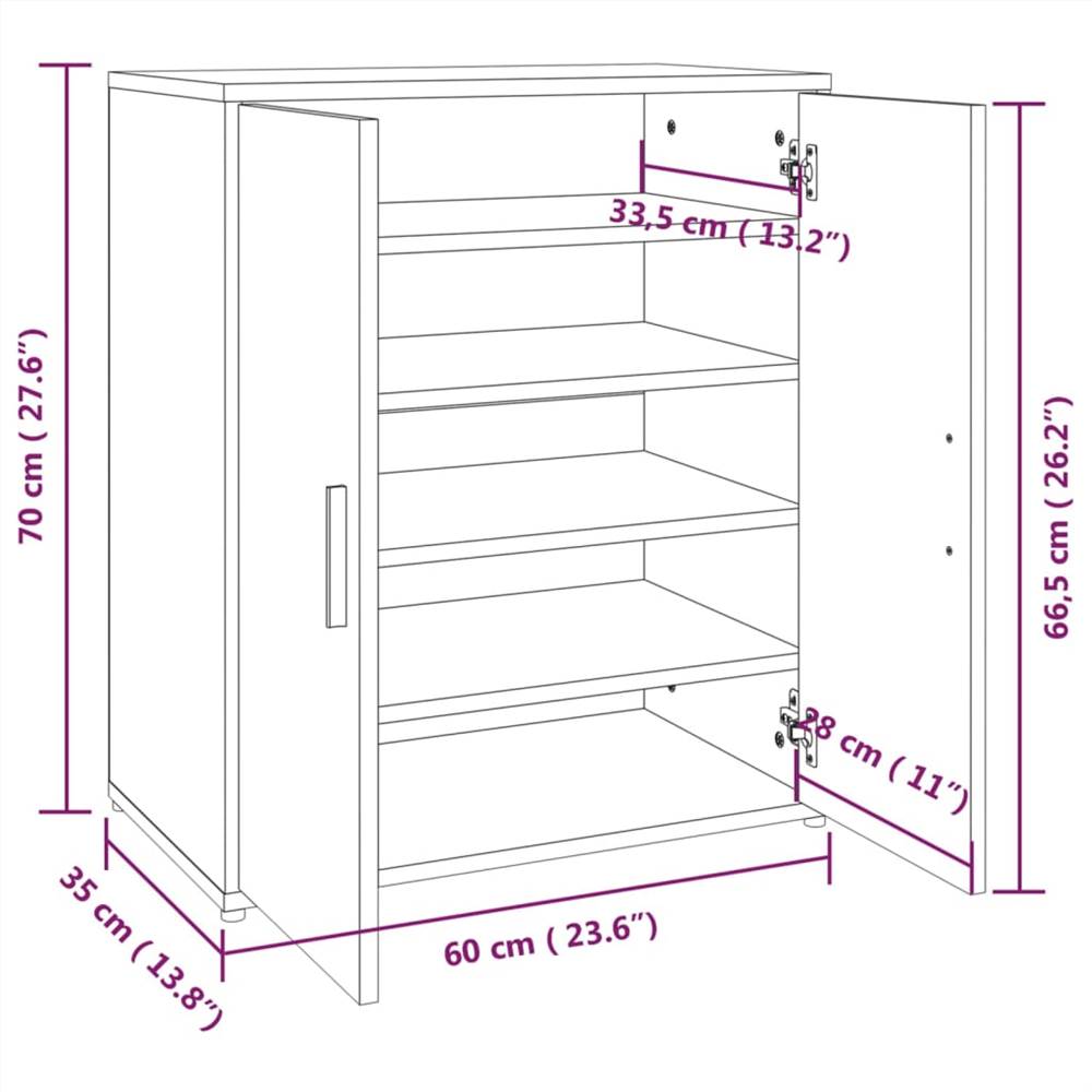 Shoe Cabinet Brown Oak 60x35x70 cm Engineered Wood