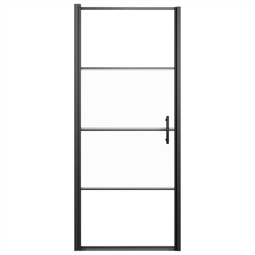 Shower Door 91x195 Cm Half Frosted Tempered Glass Black 8 Shower Door 91x195 cm Half Frosted Tempered Glass Black