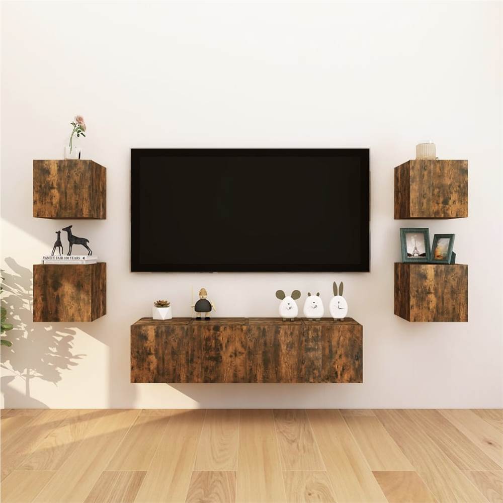 Wall-mounted TV Cabinets 8 pcs Smoked Oak 30.5x30x30 cm