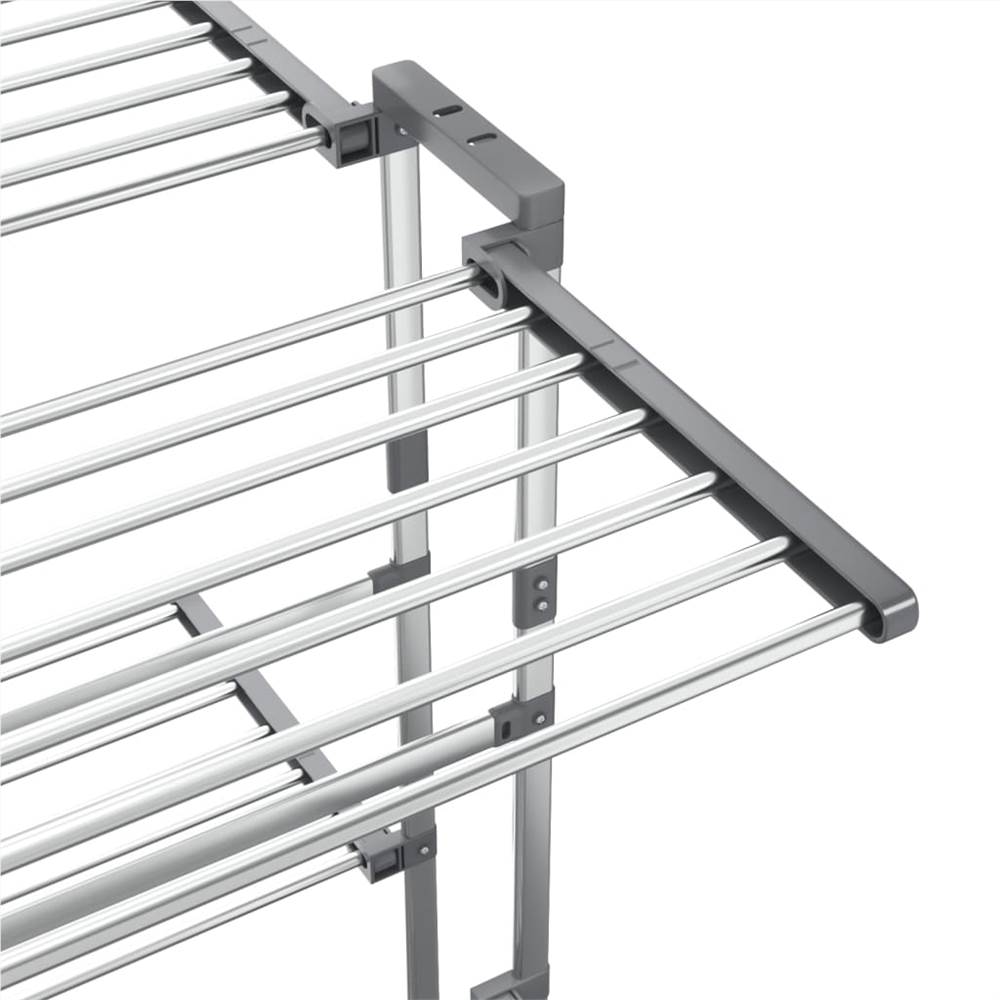 2-Tier Laundry Drying Rack with Wheels Silver 60x70x106 cm