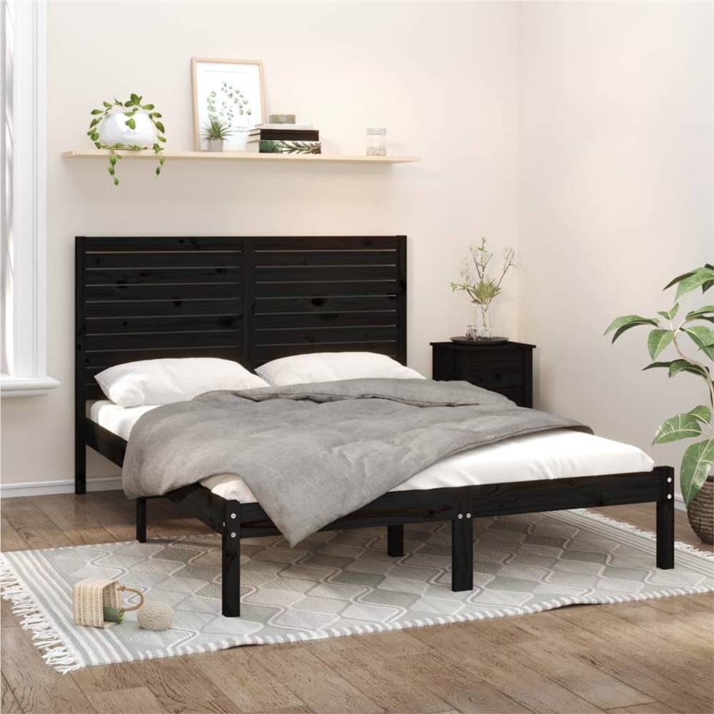 

Bed Frame Black Solid Wood 150x200 cm 5FT King Size