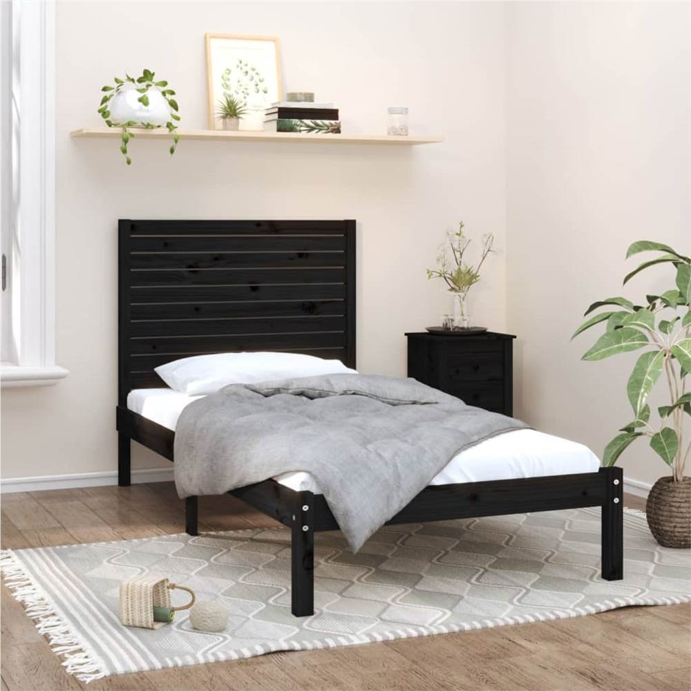 

Bed Frame Black Solid Wood 90x200 cm