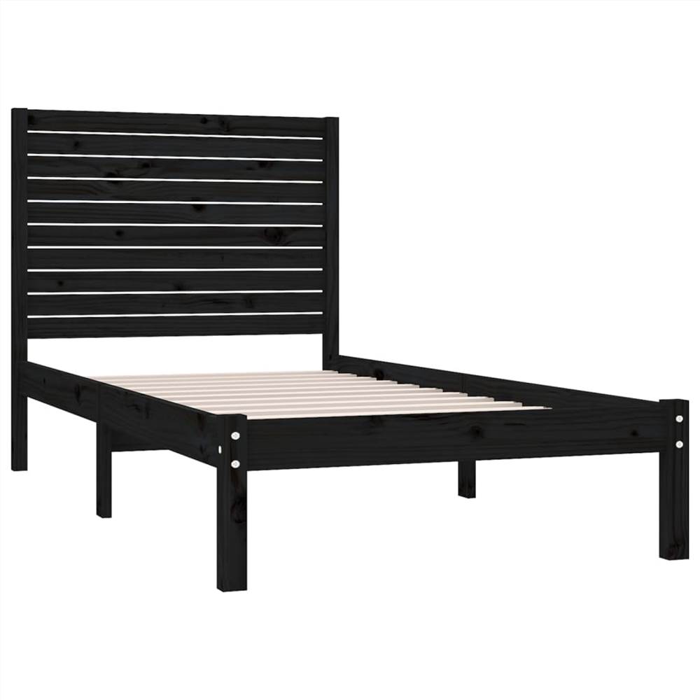 Bed Frame Black Solid Wood 90x200 cm
