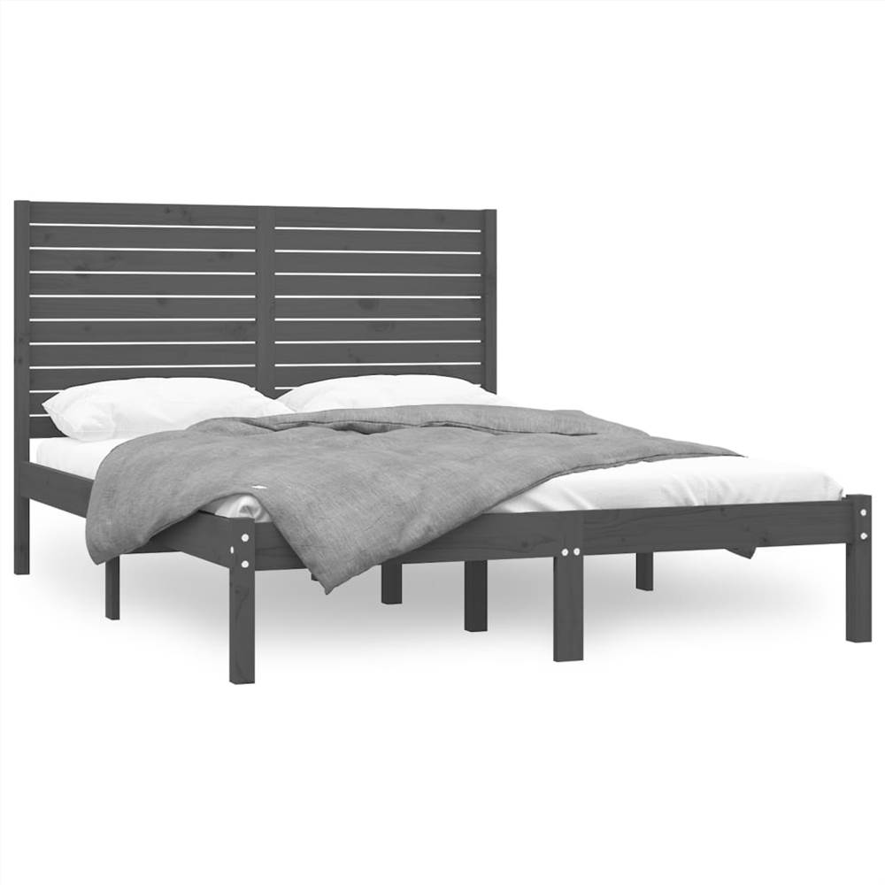 Bed Frame Grey Solid Wood 140x200 cm